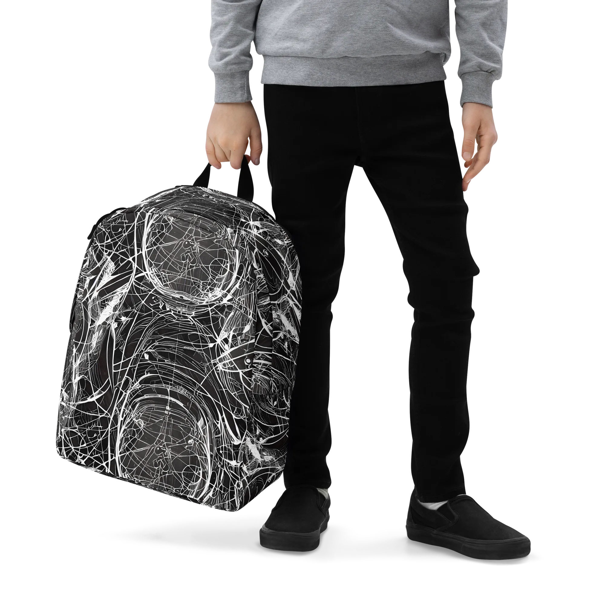 Nexus of Lines on Minimalist Backpack — Zoomed-in