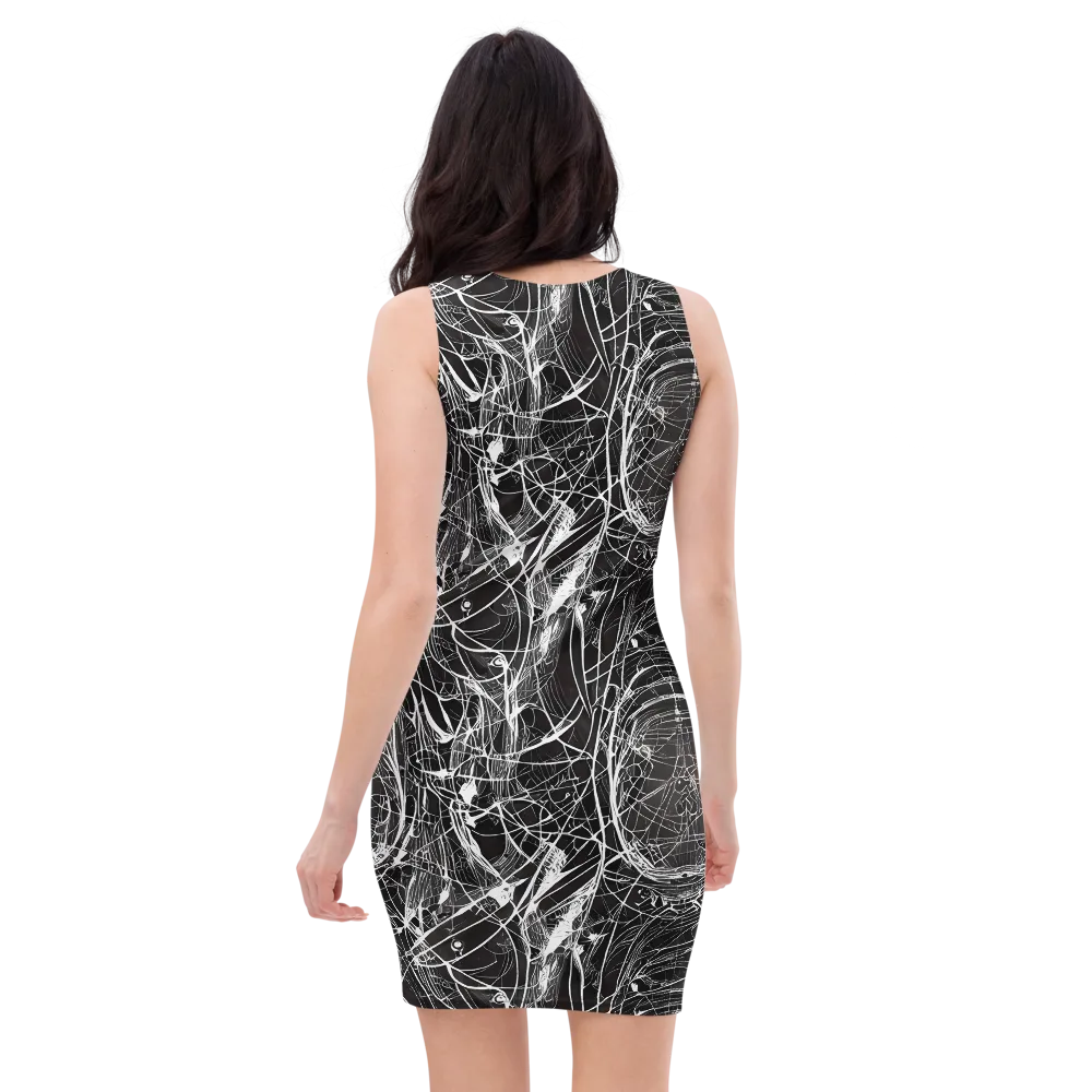 Nexus of Lines on Bodycon Dress — Back