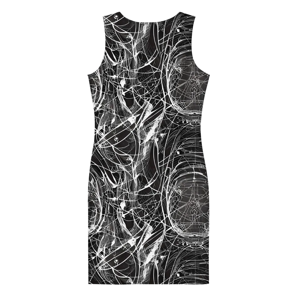 Nexus of Lines on Bodycon Dress — Back