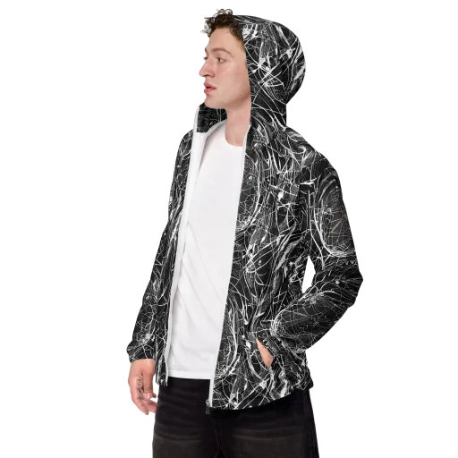 Nexus of Lines on a Men's Windbreaker