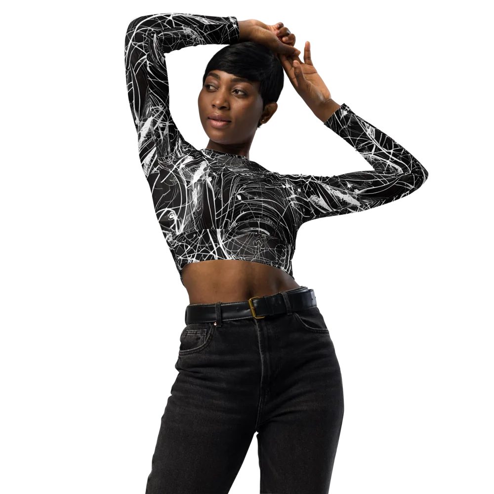Nexus of Lines on Long Sleeve Crop Top — Front