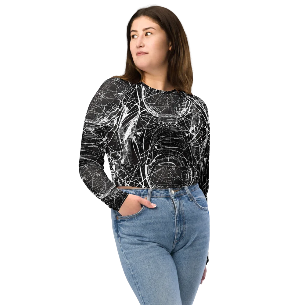 Nexus of Lines on Long Sleeve Crop Top — Front