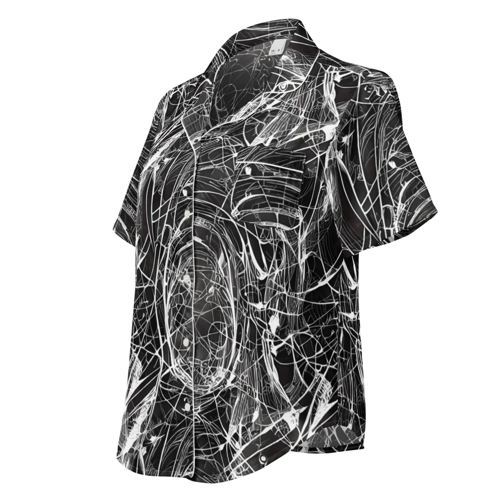 Nexus of Lines on Women's Short Sleeve Pajama Top — Left Front