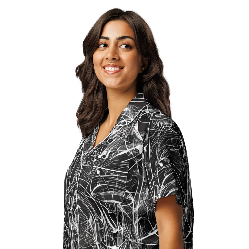 Nexus of Lines on Women's Short Sleeve Pajama Top — Left Front