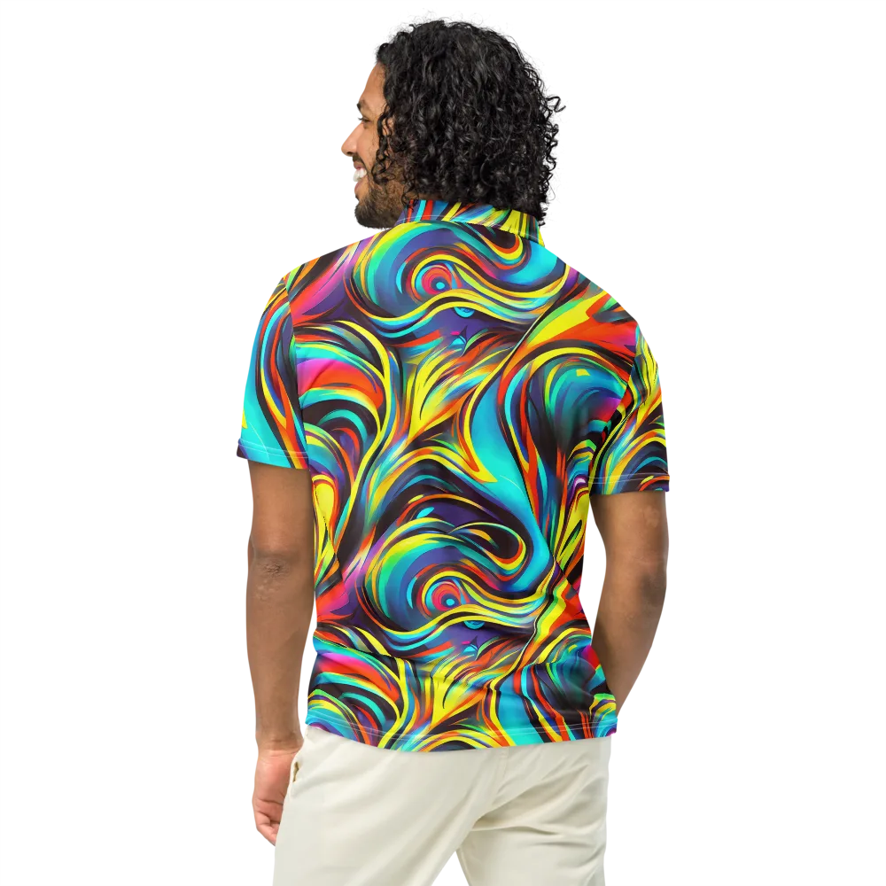 Cyber Surge on Men's Slim Fit Polo Shirt — Back