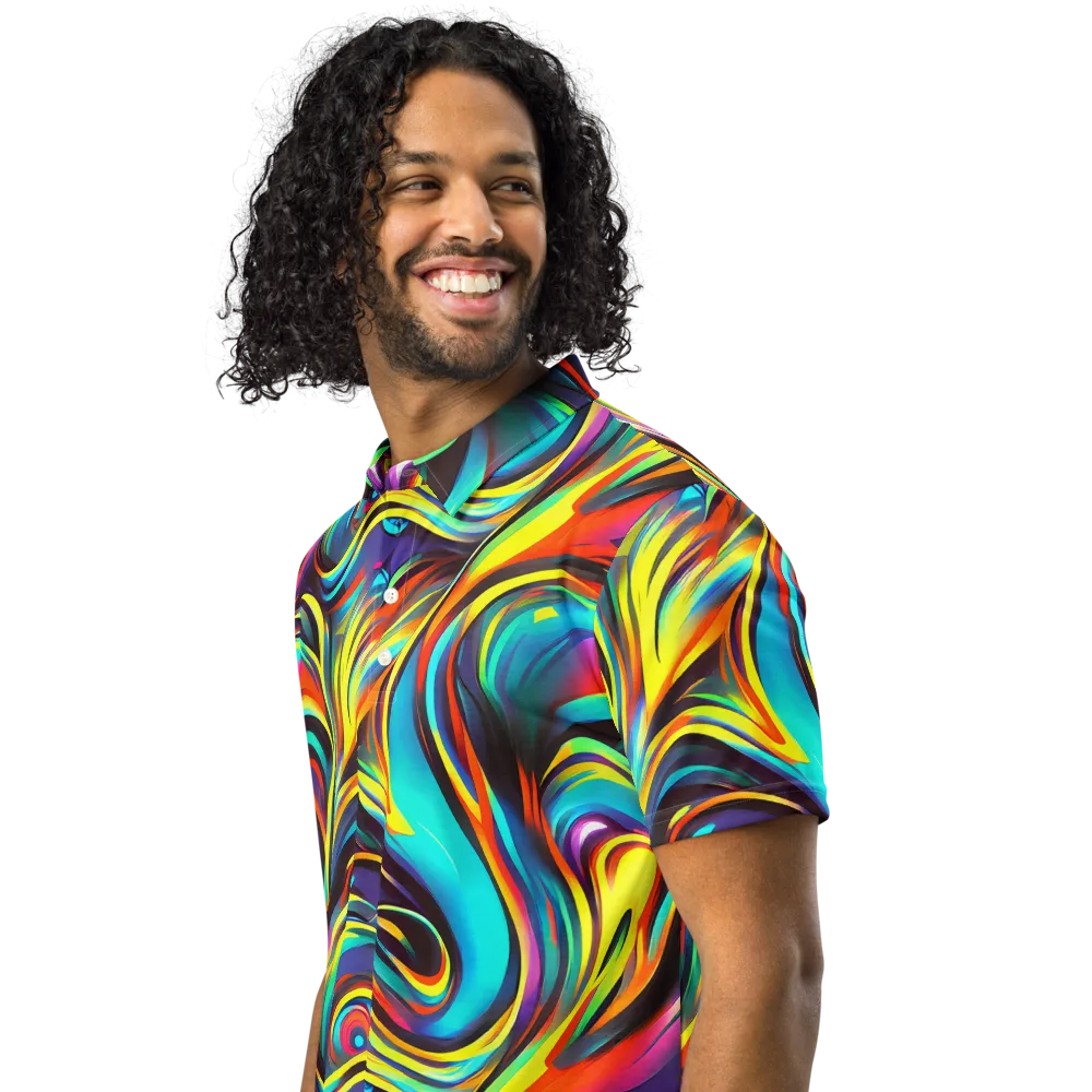Cyber Surge on Men's Slim Fit Polo Shirt — Left Front