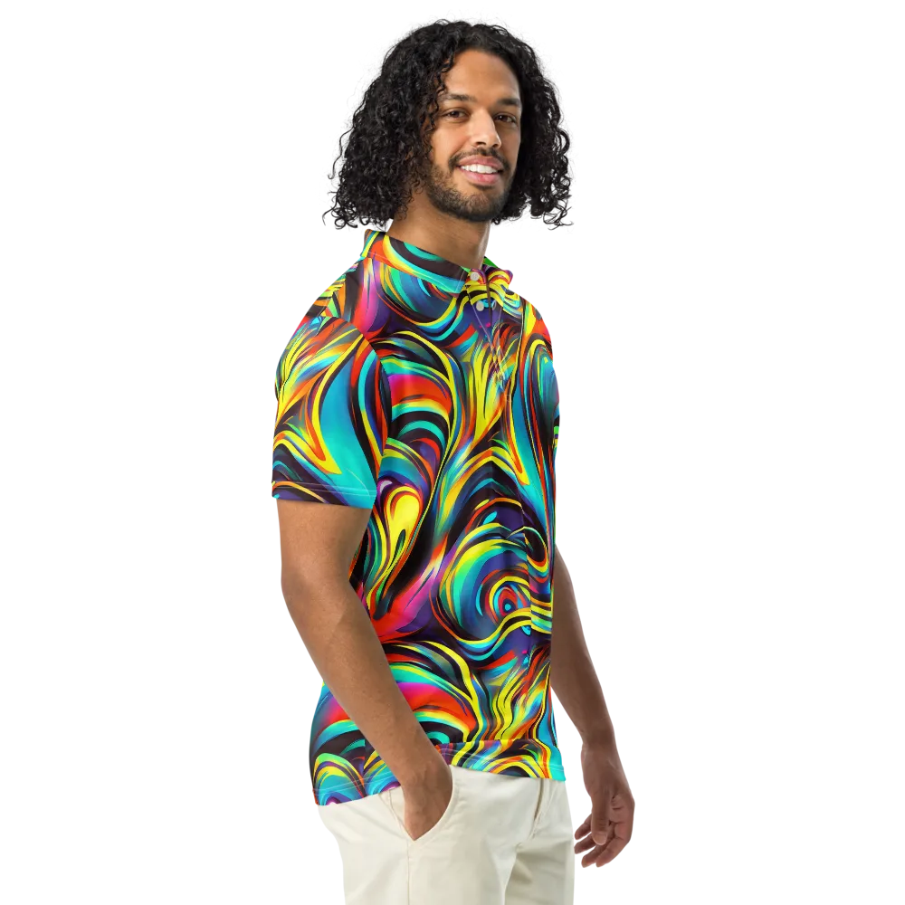 Cyber Surge on Men's Slim Fit Polo Shirt — Right Front