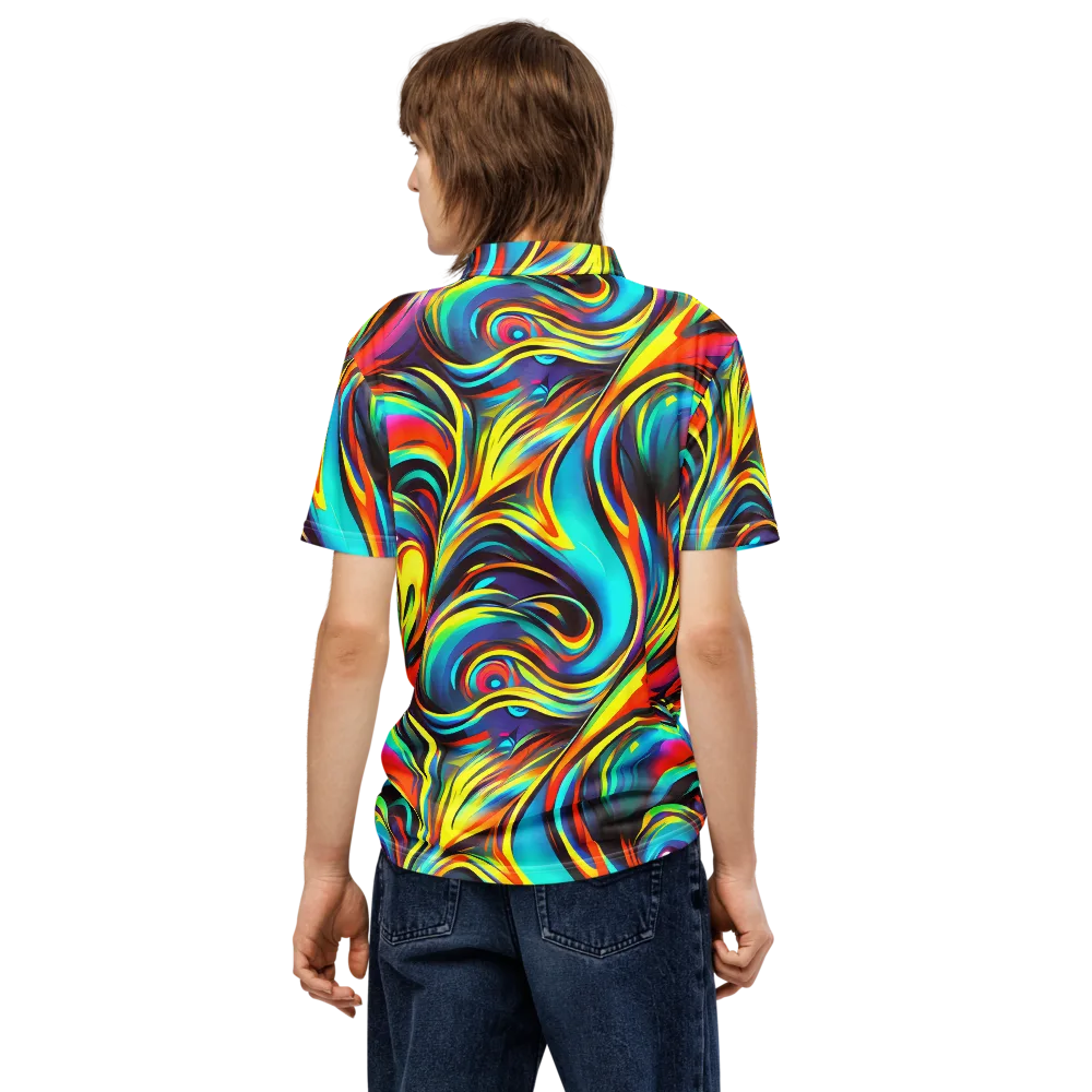 Cyber Surge on Men's Slim Fit Polo Shirt — Back