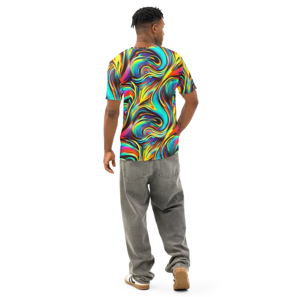 Cyber Surge on Men's Cotton Crew Neck T-Shirt — Back