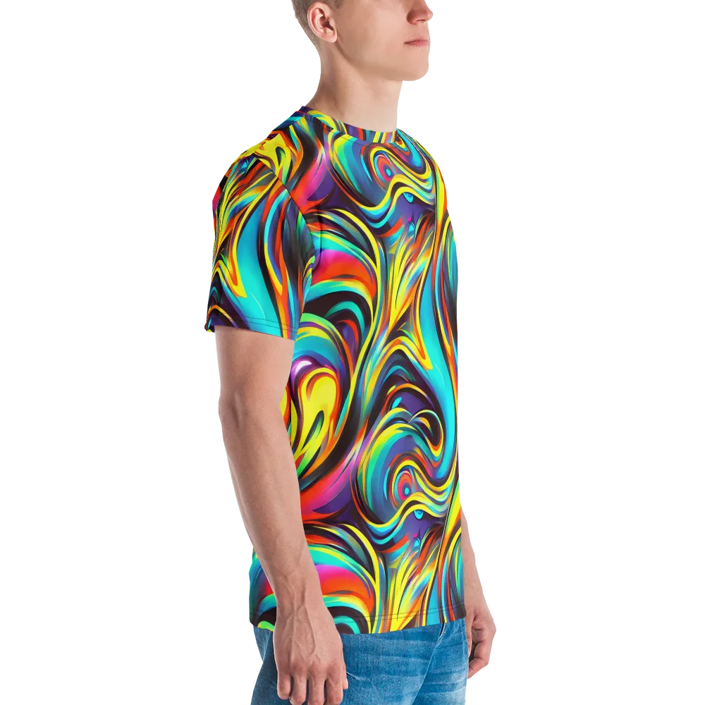 Cyber Surge on Men's Crew Neck T-Shirt — Right