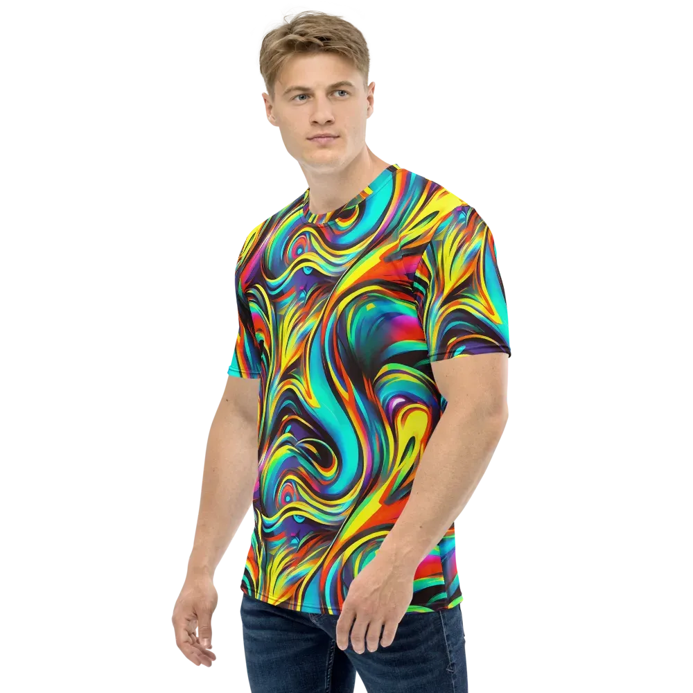 Cyber Surge on Men's Crew Neck T-Shirt — Left