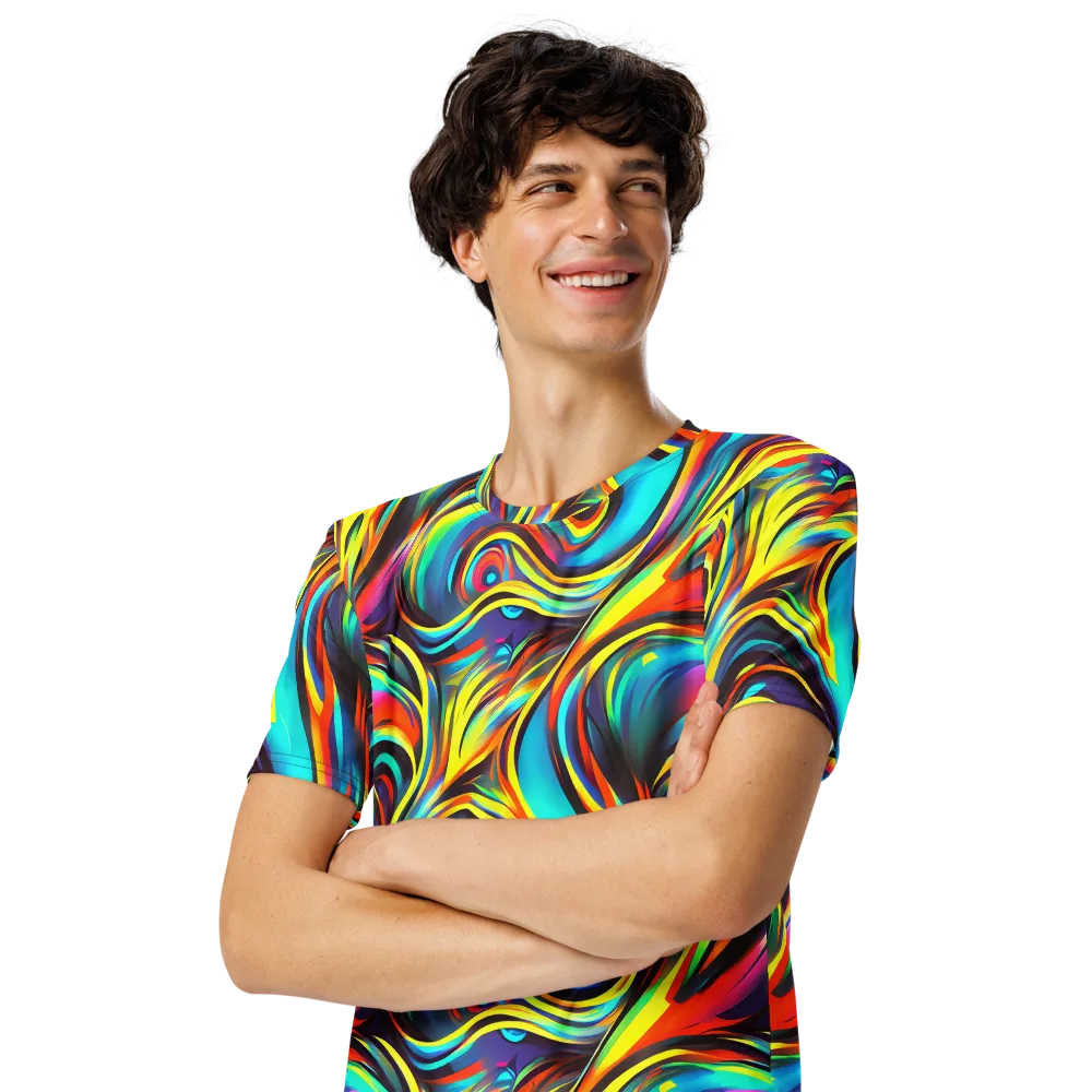 Cyber Surge on Men's Crew Neck T-Shirt — Left Front