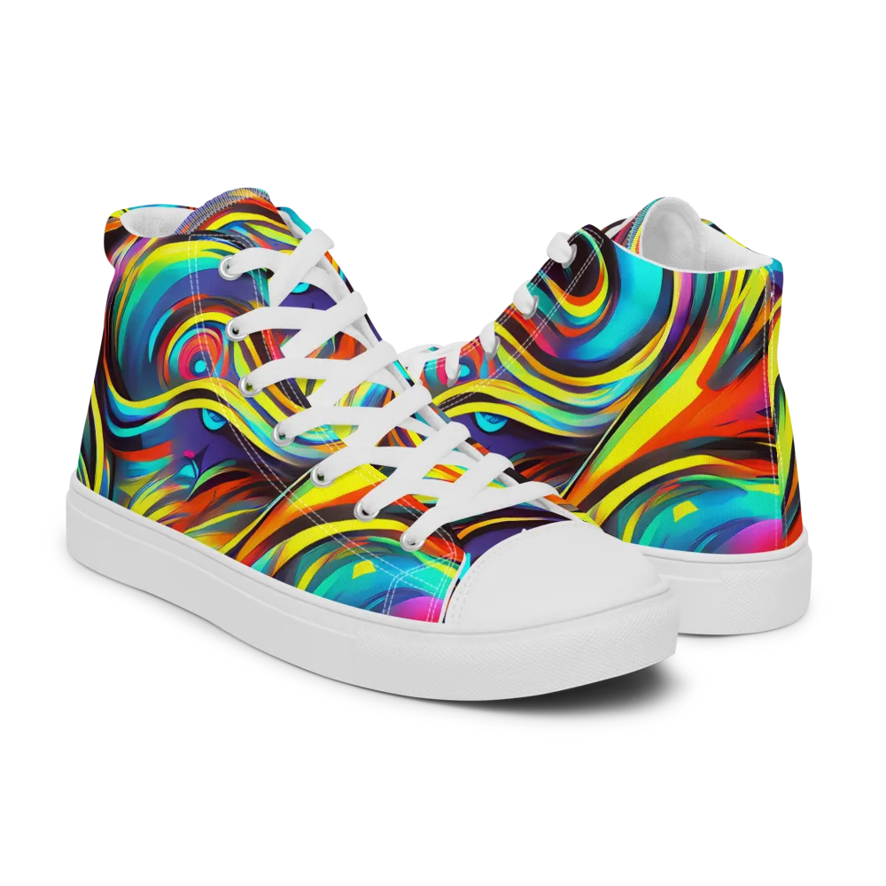 Cyber Surge on Men's High Top Canvas Shoes — Right
