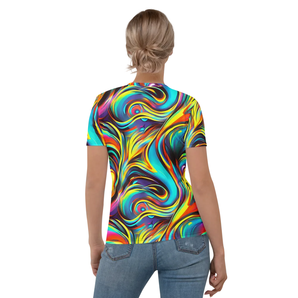 Cyber Surge on Women's Crew Neck T-Shirt — Back