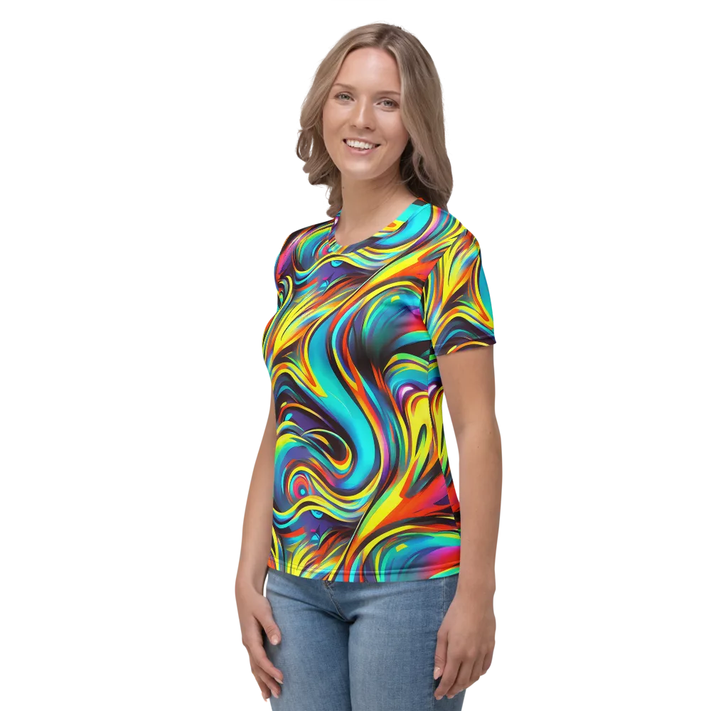 Cyber Surge on Women's Crew Neck T-Shirt — Left