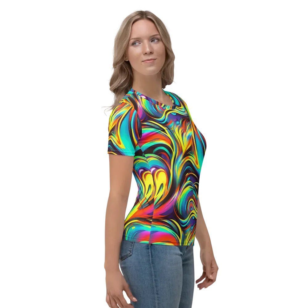 Cyber Surge on Women's Crew Neck T-Shirt — Right