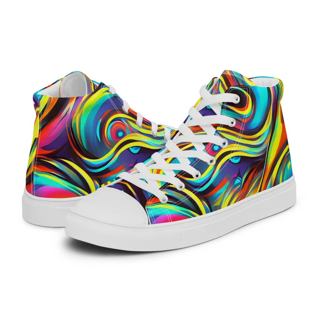 Cyber Surge on Women's High Top Canvas Shoes — Left