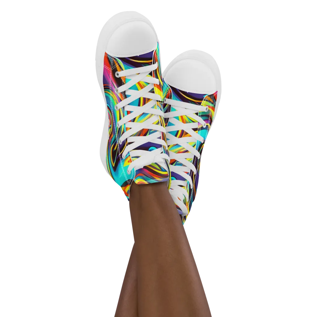 Cyber Surge on Women's High Top Canvas Shoes — Front