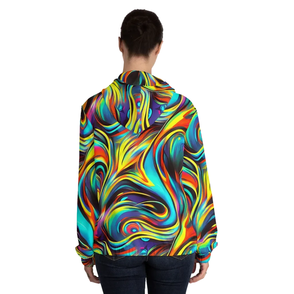 Cyber Surge on Women's Full-Zip Hoodie — Back On Person