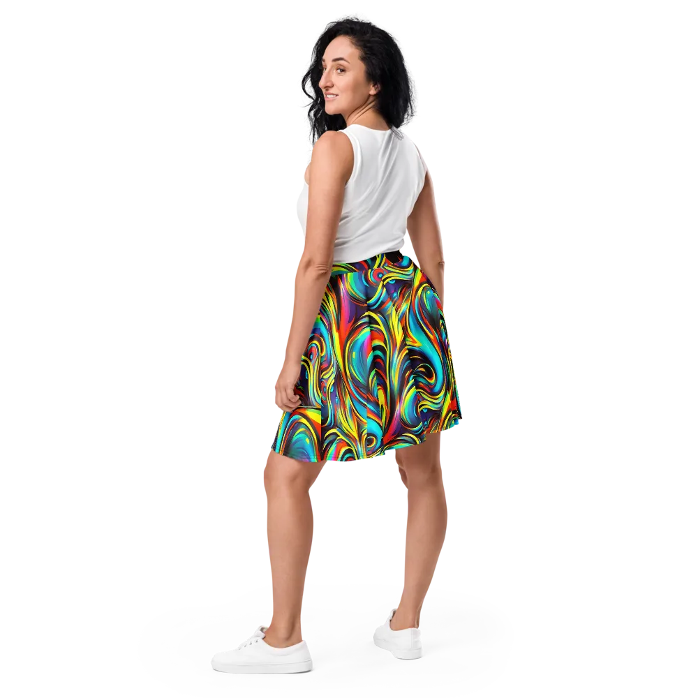 Cyber Surge on Skater Skirt — Back
