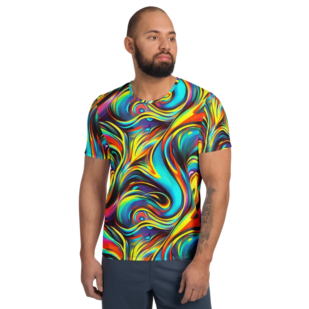 Cyber Surge on Men's Athletic T-Shirt — Front