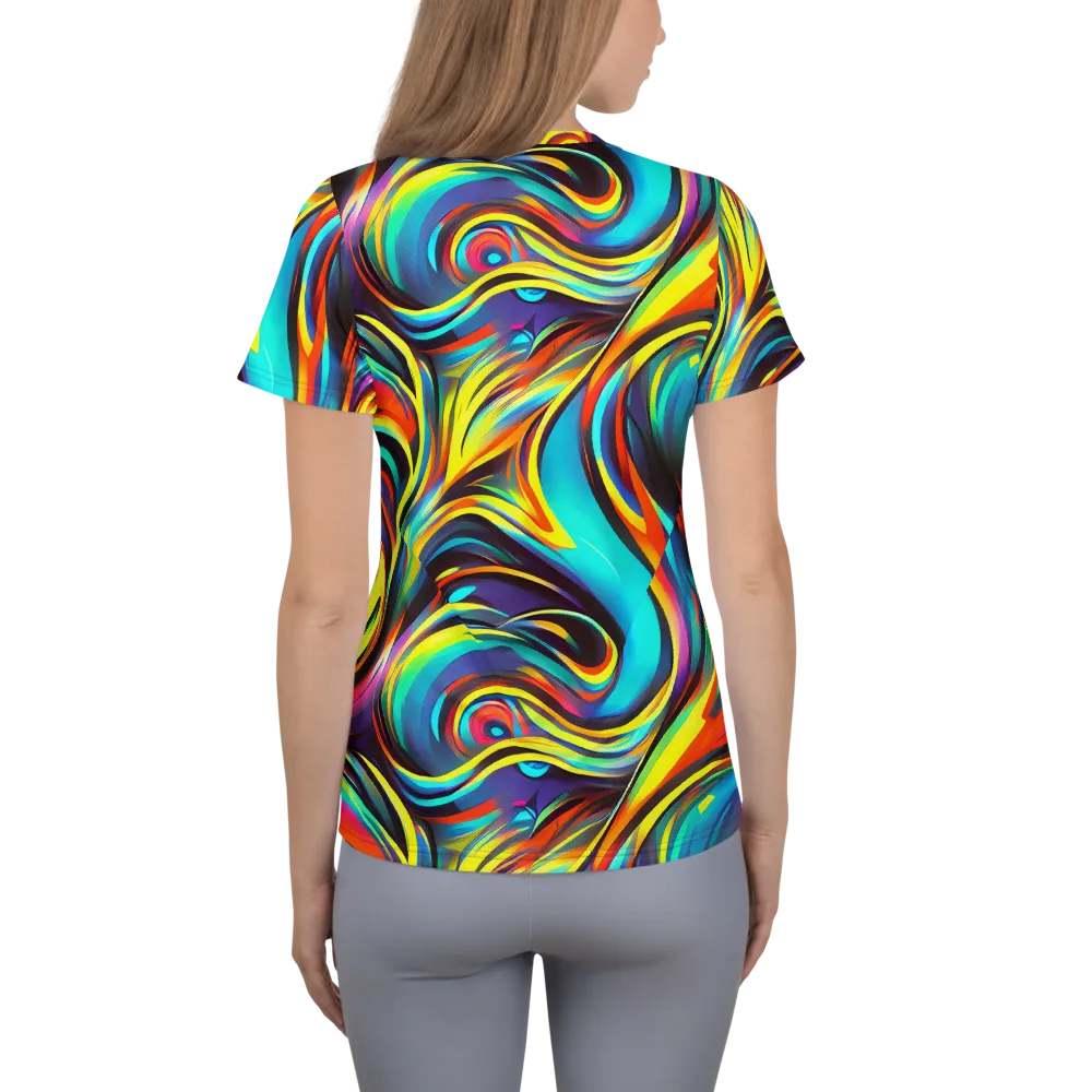 Cyber Surge on Women's Athletic T-Shirt — Back