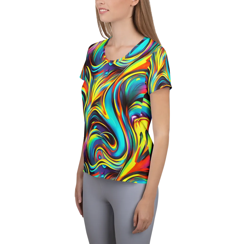 Cyber Surge on Women's Athletic T-Shirt — Left
