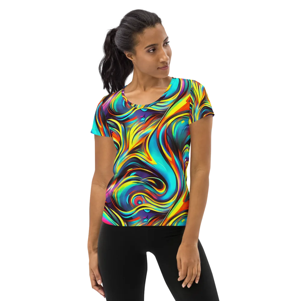 Cyber Surge on Women's Athletic T-Shirt — Front