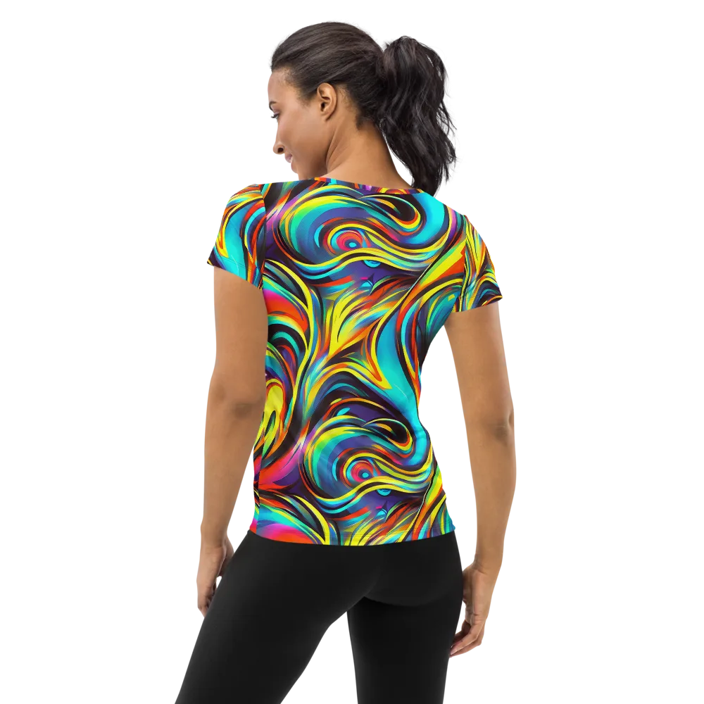 Cyber Surge on Women's Athletic T-Shirt — Back