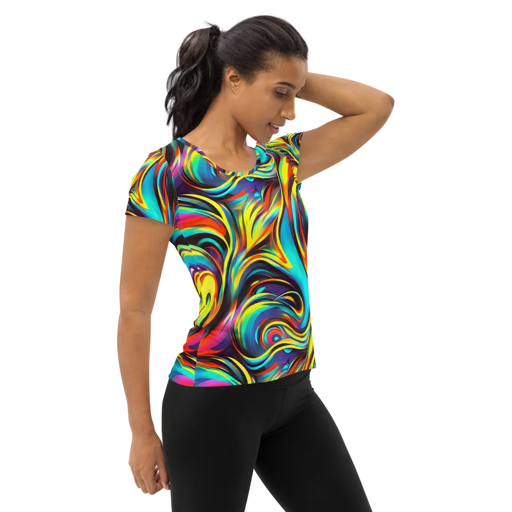 Cyber Surge on Women's Athletic T-Shirt — Right