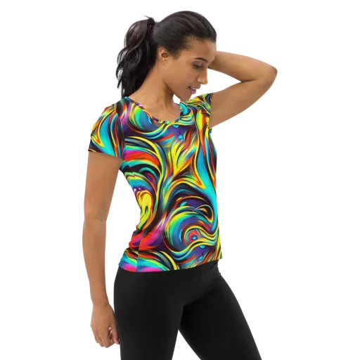 Cyber Surge on a Women's Athletic T-Shirt
