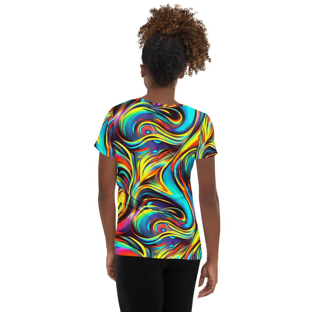 Cyber Surge on Women's Athletic T-Shirt — Back