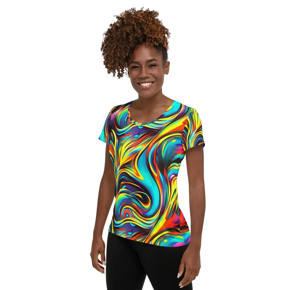 Cyber Surge on Women's Athletic T-Shirt — Left