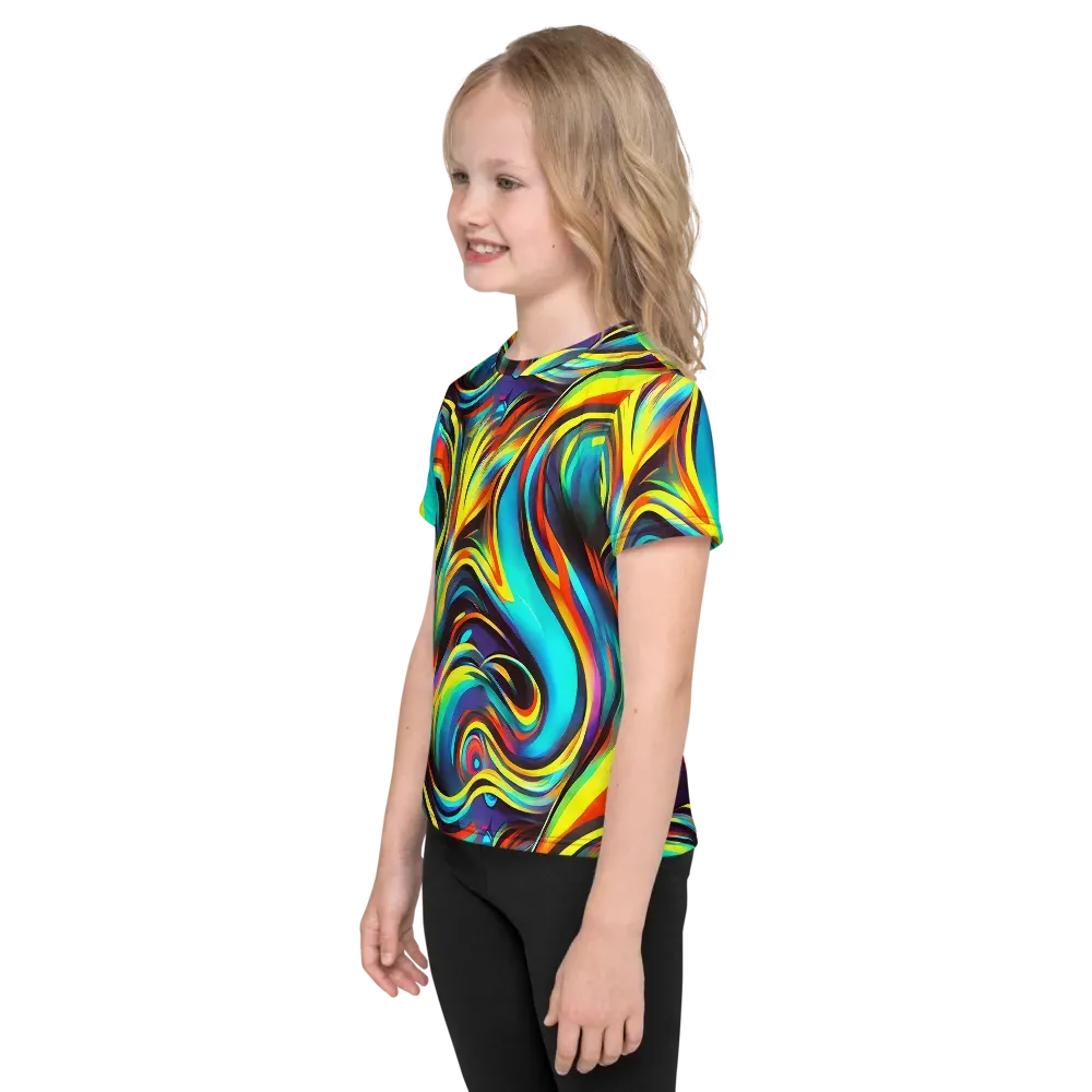Cyber Surge on Kids Crew Neck T-Shirt — Left