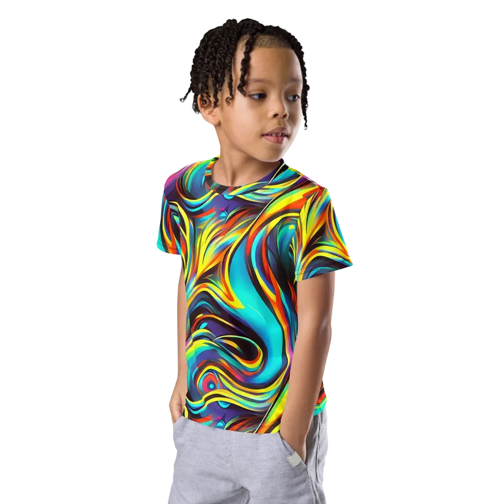 Cyber Surge on Kids Crew Neck T-Shirt — Left Front