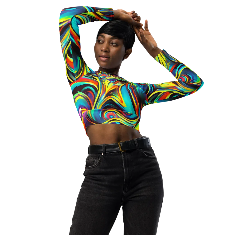 Cyber Surge on Long Sleeve Crop Top — Front