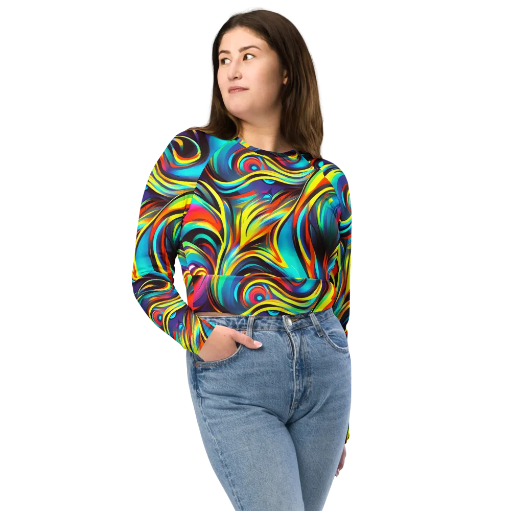 Cyber Surge on Long Sleeve Crop Top — Front