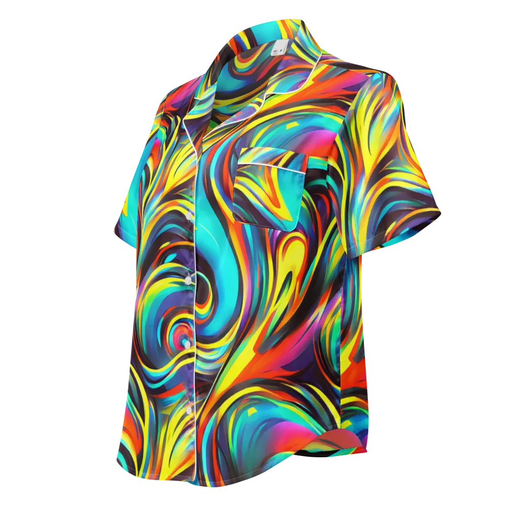 Cyber Surge on Women's Short Sleeve Pajama Top — Left Front