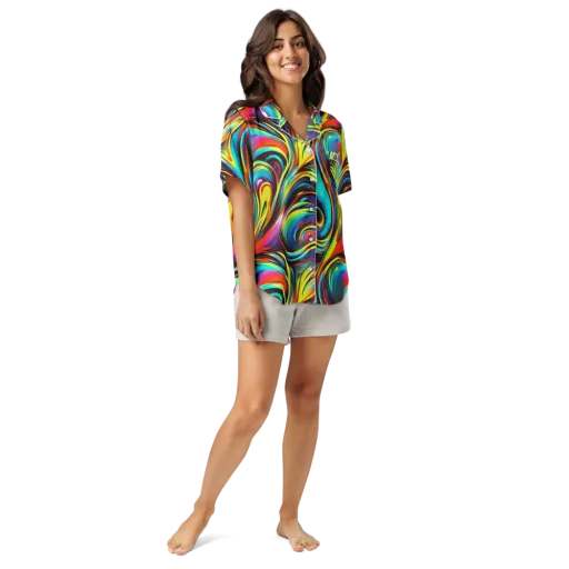 Cyber Surge on a Women's Short Sleeve Pajama Top