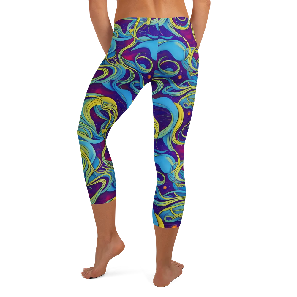 Stellar Swirls on Capri Leggings — Back