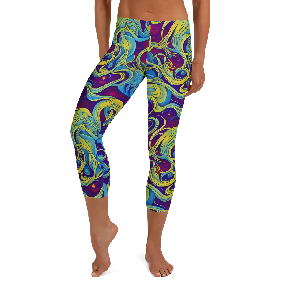 Stellar Swirls on Capri Leggings — Front