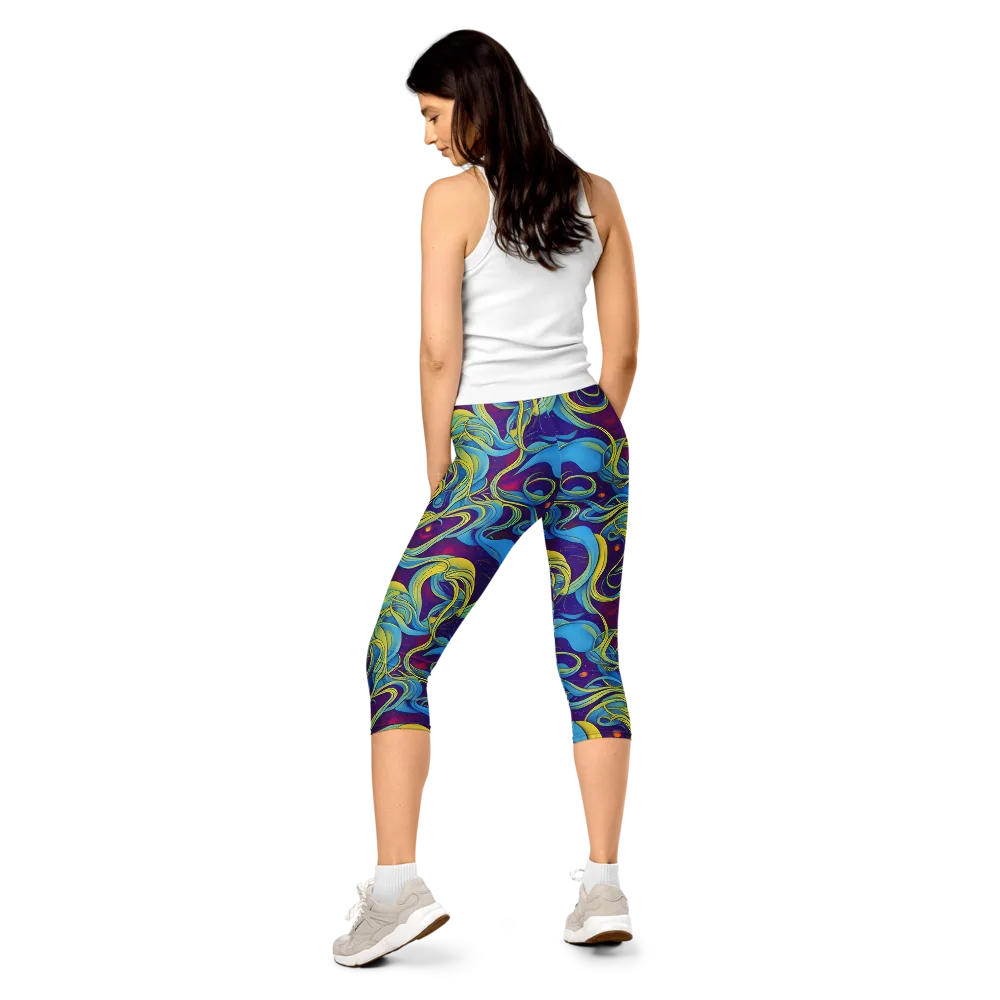 Stellar Swirls on Capri Leggings — Back