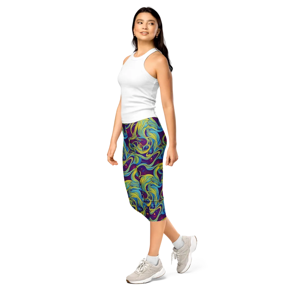 Stellar Swirls on Capri Leggings — Left Front