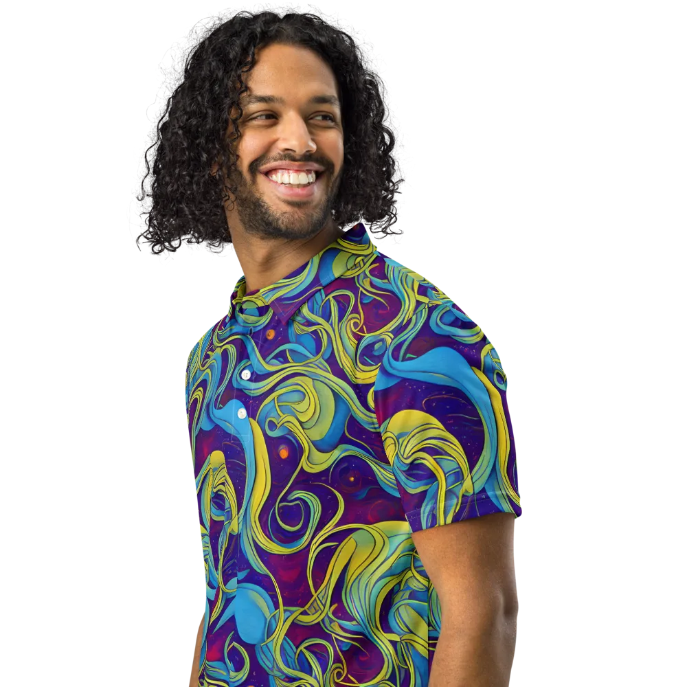 Stellar Swirls on Men's Slim Fit Polo Shirt — Left Front