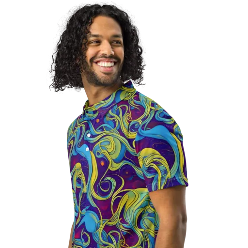 Stellar Swirls on a Men's Slim Fit Polo Shirt
