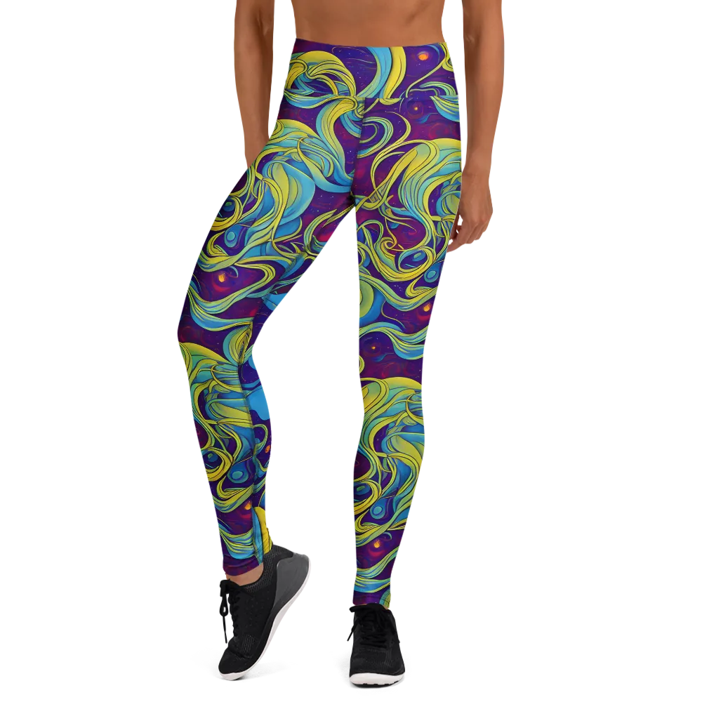 Stellar Swirls on Yoga Leggings — Front