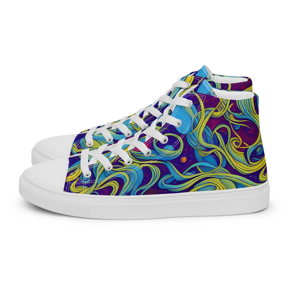Stellar Swirls on Men's High Top Canvas Shoes — Left