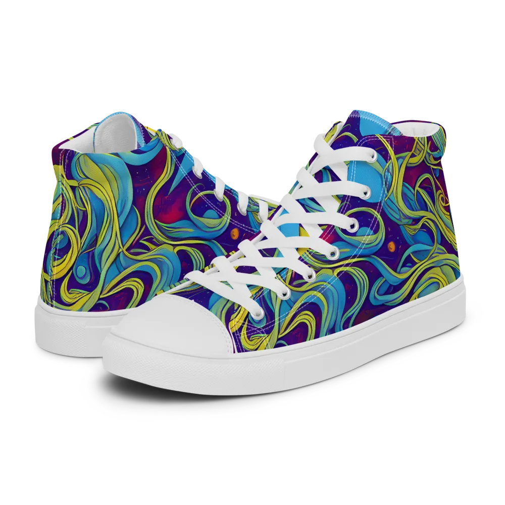 Stellar Swirls on Men's High Top Canvas Shoes — Left
