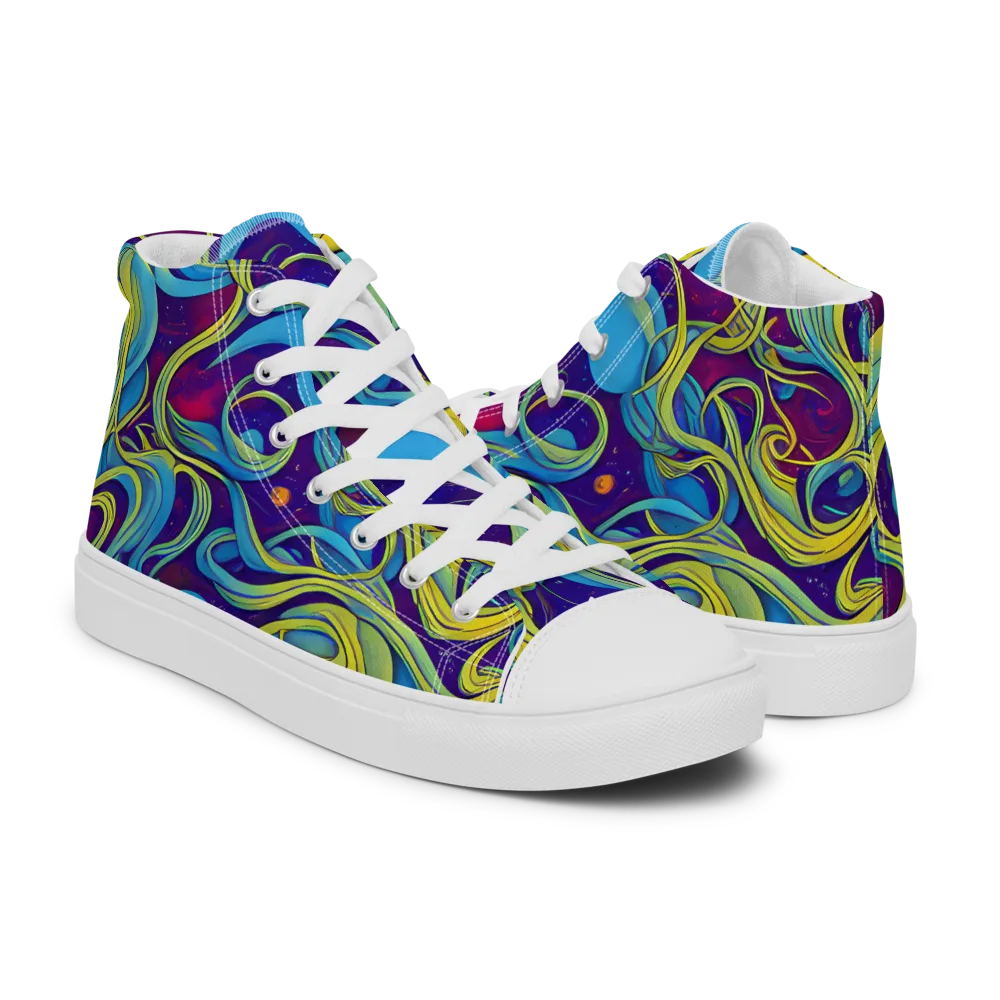 Stellar Swirls on Men's High Top Canvas Shoes — Right