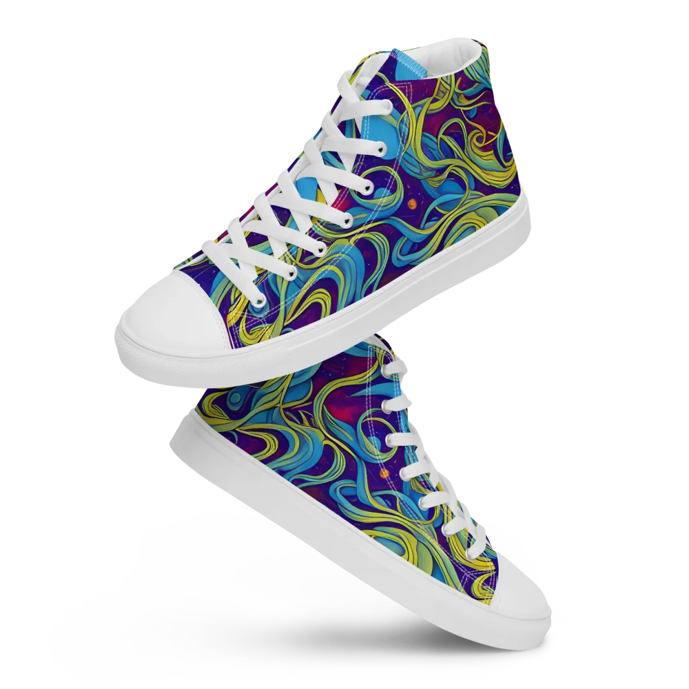 Stellar Swirls on Men's High Top Canvas Shoes — Front